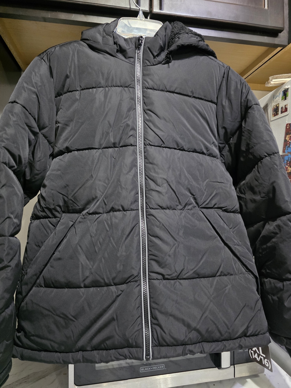 New Members Mark Black Puffer Jacket with Hood Youth Boys 14/16 - Picture 7 of 12